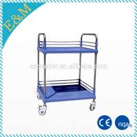 mobile treatment cart with double draws stainless steel medical trolley for sale