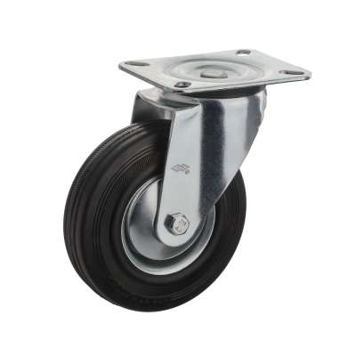 75mm  3 inches black rubber swivel plate  steel industrial caster  for European