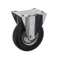 75mm  3 inches black rubber fixed plate  steel industrial caster  for European